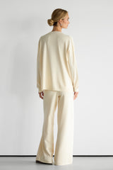 Layla V Neck Sweater | Cream | Fine Knit