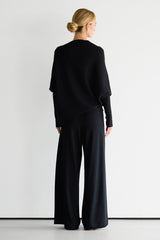 Kaia Asymmetric Sweater | Black | Fine Knit