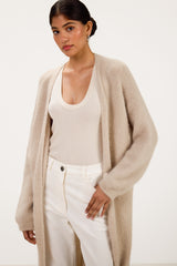 Margaux Longline Cardigan | Light Beige | Suri Alpaca Blend