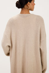 Margaux Longline Cardigan | Light Beige | Suri Alpaca Blend