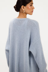 Margaux Longline Cardigan | Dusty Blue | Suri Alpaca Blend