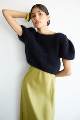 Camille Two-Way Cardigan | Black | Brushed Mohair Blend