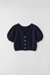 Camille Two-Way Cardigan | Navy | Brushed Mohair Blend