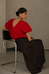 Camille Two-Way Cardigan | Red | Brushed Mohair Blend