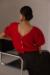 Camille Two-Way Cardigan | Red | Brushed Mohair Blend