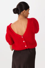 Camille Two-Way Cardigan | Red | Brushed Mohair Blend