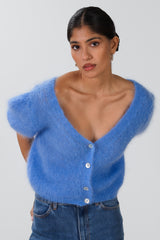 Camille Two-Way Cardigan | Cornflower Blue | Brushed Mohair Blend