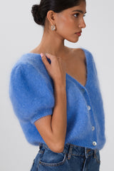 Camille Two-Way Cardigan | Cornflower Blue | Brushed Mohair Blend