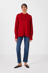 Naya Crew Neck Sweater | Red | Merino Wool Cashmere