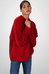 Naya Crew Neck Sweater | Red | Merino Wool Cashmere