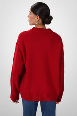 Naya Crew Neck Sweater | Red | Merino Wool Cashmere