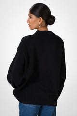 Naya Crew Neck Sweater | Black | Merino Wool Cashmere