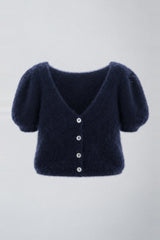 Camille Two-Way Cardigan | Navy | Brushed Mohair Blend