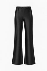 Genet Elastic Waist Bias Satin Trousers | Black