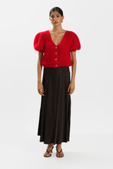 Camille Two-Way Cardigan | Red | Brushed Mohair Blend