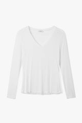 Sylvie V Neck Featherweight Top | White | Modal-Silk
