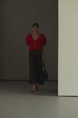 Camille Two-Way Cardigan | Red | Brushed Mohair Blend