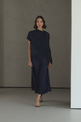 Lumi Asymmetric Poncho | Navy