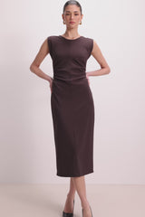 Neve Ruched Dress | Espresso Brown