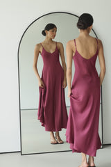 Anne Slip Satin Dress | Damson