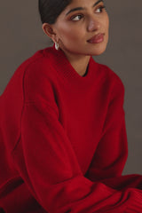 Naya Crew Neck Sweater | Red | Merino Wool Cashmere