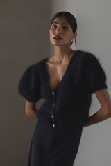 Camille Two-Way Cardigan | Navy | Brushed Mohair Blend
