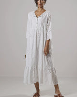 LIMITED RESTOCK | Elodie Broderie Throw On Dress | White | 100% Cotton