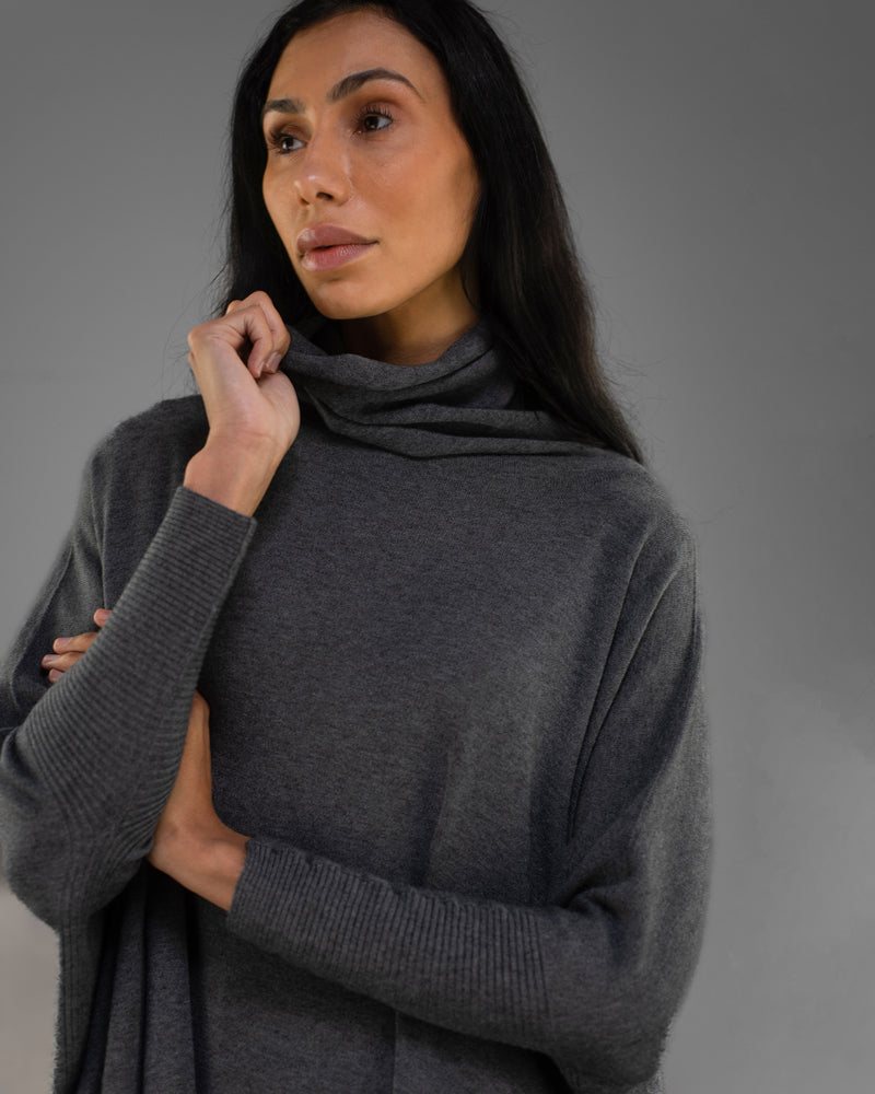 Draped Cowlneck | Charcoal