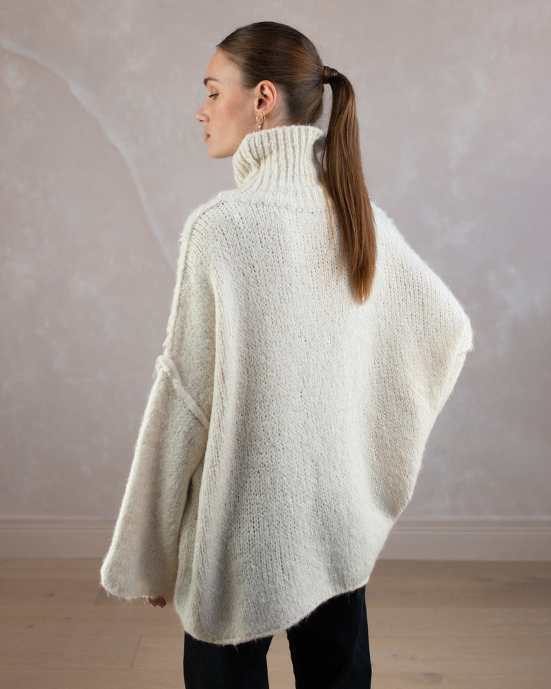 Slouchy Turtleneck Wool-Mohair | Ivory