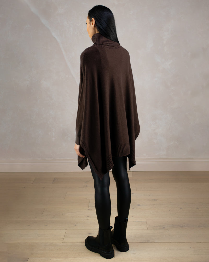 Rollneck Poncho Modal Blend | Dark Brown