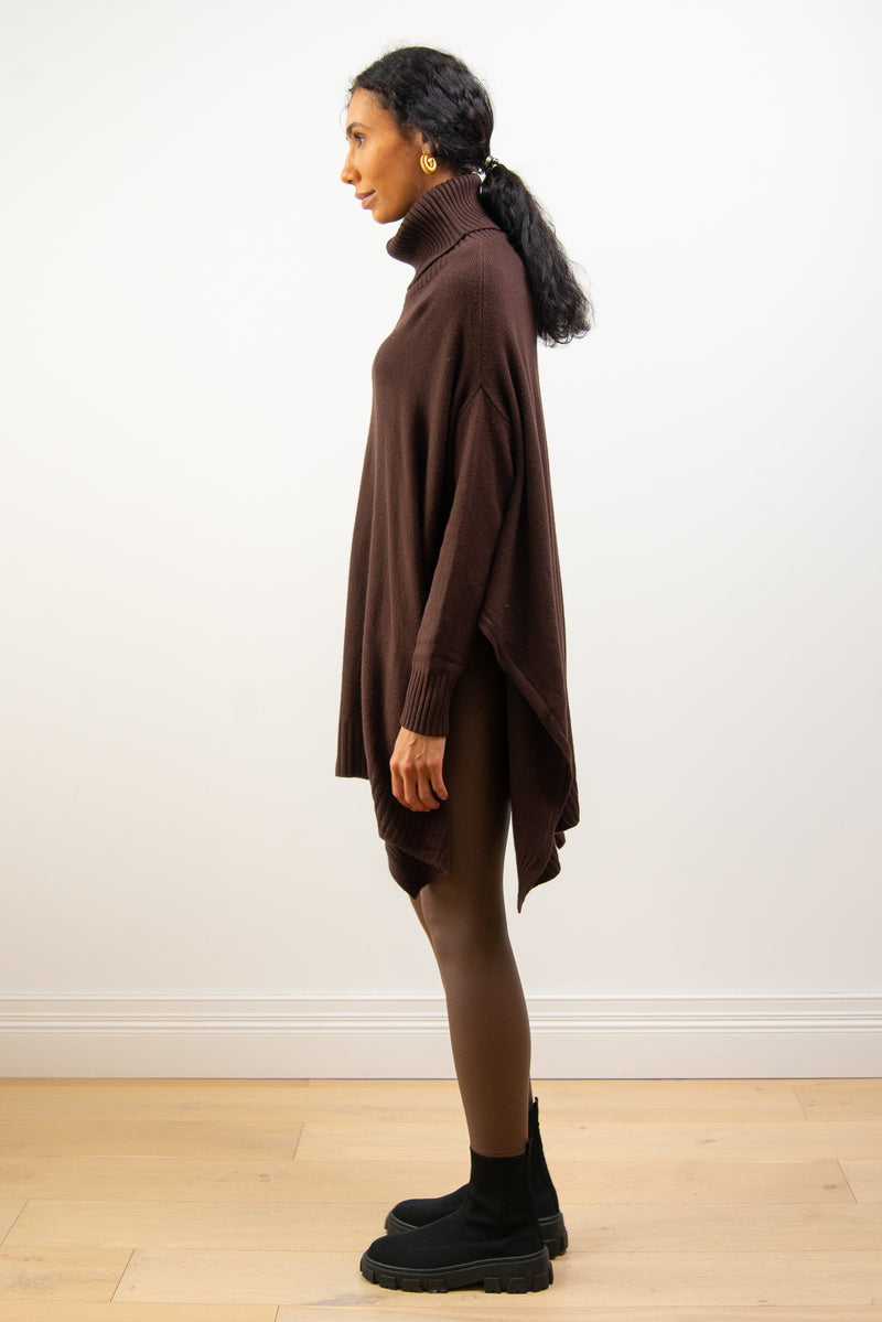 Rollneck Poncho Modal Blend | Dark Brown