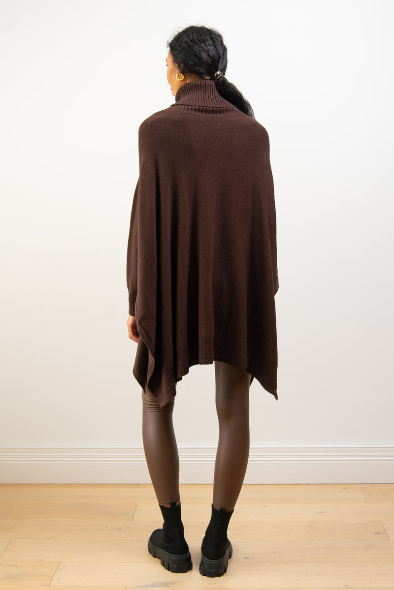 Rollneck Poncho Modal Blend | Dark Brown