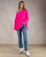NEW | Ribbed High Low Knit | Hot Pink