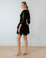 Cut Out Lace Trim Short Dress | Black